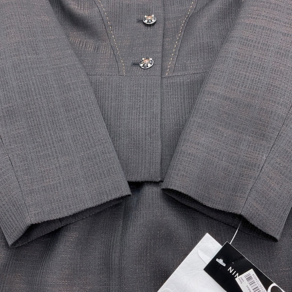 Nine West Classic Skirt Suit, Black Rust Woven Peplum with Stitching, Size 6 - Picture 16 of 16